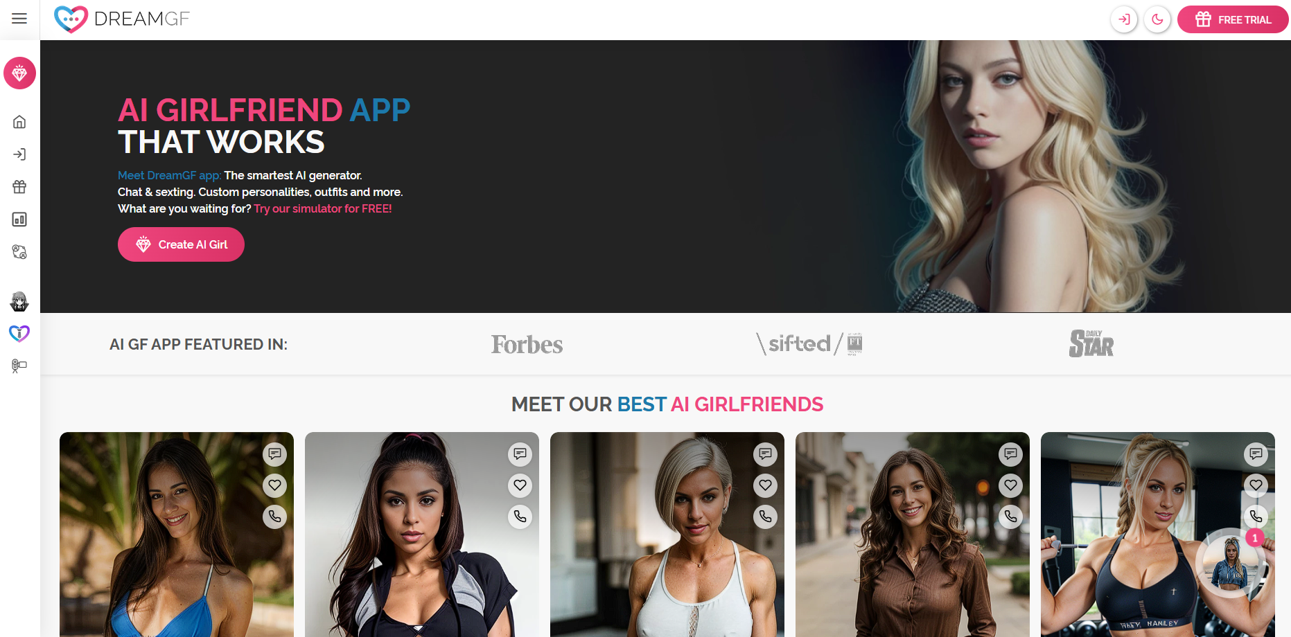 DreamGF.ai interface